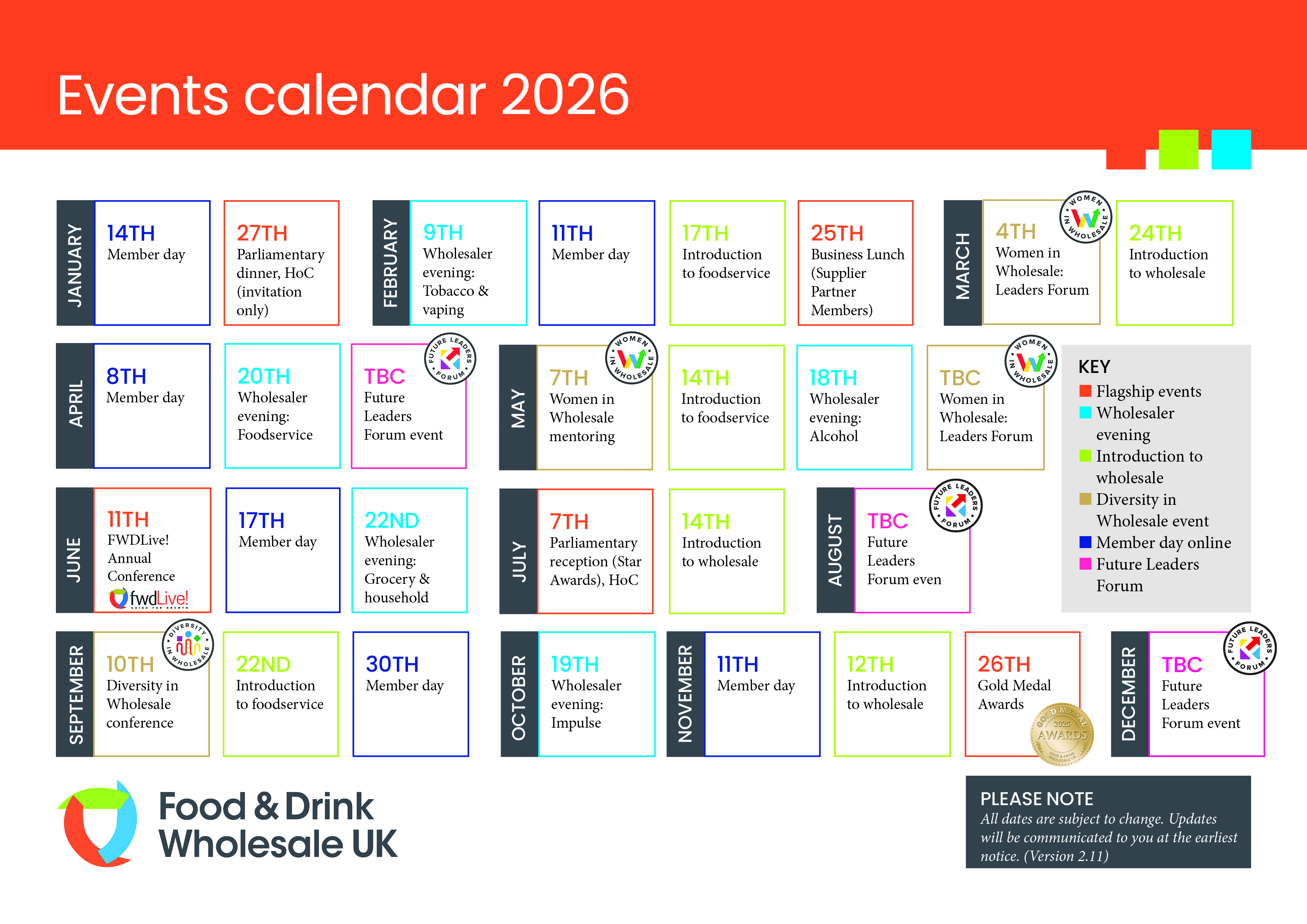 FWD Events calendar 2026